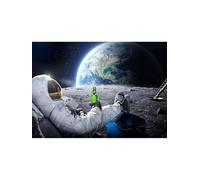 Yocheng Quadro su tela con astronauta e paesaggio lunare, poster e stampe artistiche, immagine da parete spaziale solitaria per la decorazione della stanza. 40x50cm Senza Cornice