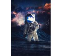 Yocheng Quadro su tela con astronauta e paesaggio lunare, poster e stampe artistiche, immagine da parete spaziale solitaria per la decorazione della stanza. 50x70cm Senza Cornice