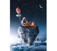 Yocheng Quadro su tela con astronauta e paesaggio lunare, poster e stampe artistiche, immagine da parete spaziale solitaria per la decorazione della stanza. 60x90cm Senza Cornice