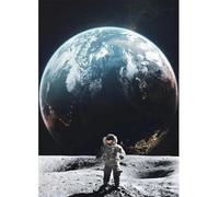 Yocheng Quadro su tela con astronauta e paesaggio lunare, poster e stampe artistiche, immagine da parete spaziale solitaria per la decorazione della stanza. 50x70cm Senza Cornice