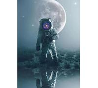 Yocheng Quadro su tela con astronauta e paesaggio lunare, poster e stampe artistiche, immagine da parete spaziale solitaria per la decorazione della stanza. 60x90cm Senza Cornice