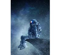 Yocheng Quadro su tela con astronauta e paesaggio lunare, poster e stampe artistiche, immagine da parete spaziale solitaria per la decorazione della stanza. 50x70cm Senza Cornice