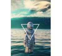 Yocheng Quadro su tela con astronauta e paesaggio lunare, poster e stampe artistiche, immagine da parete spaziale solitaria per la decorazione della stanza. 40x50cm Senza Cornice