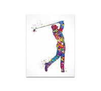 Yocheng Stampa artistica su tela con giocatore di golf ad acquerello, decorazione da parete per casa, palestra, poster motivazionale per esercizi, immagini di mazze da golf 50x70cm Senza Cornice