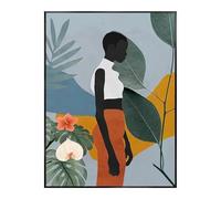 Yocheng Stampa su tela astratta con foglie di monstera,arte nordica da parete per l'arredamento del soggiorno 21x30cm Senza Cornice