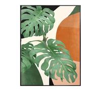 Yocheng Stampa su tela astratta con foglie di monstera,arte nordica da parete per l'arredamento del soggiorno 21x30cm Senza Cornice