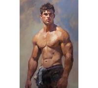 Yocheng Uomini gay che si baciano, arte murale raffigurante corpi nudi, dipinto a olio sexy, poster con stampa su tela, casa, soggiorno, decorazione della stanza 50x70cm Senza Cornice