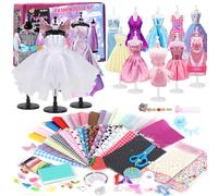 YOCOLE 1000+ Pezzi Fashion Designer Kit, 5 Manichini Moda Cucito Giochi Lavoretti Creativi Arte e Artigianato, Playset Manichino Stoffe Quaderno, Regalo Bambina 6 7 8 9 10 11 12+ Anni