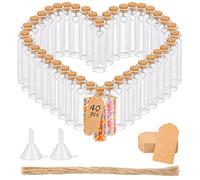 YOCOLE 40 Pezzi Vasetti Vetro Piccoli, 20ml Mini Boccette, Tappo Sughero, Provette, Bottiglie con Pendenti Etichette, Regalo Feste Decorazione Matrimoni Bomboniere