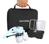 YOCTOSUN Lente d'ingrandimento con 4 luci LED, lente d'ingrandimento con custodia, 5 lenti, fascia per capelli, testa illuminata a mani libere, per hobby e lavori ravvicinati