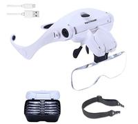YOCTOSUN - Occhiali con ingrandimento e LED, ricaricabili, con fascia, per avere le mani libere, 2 LED, lente di ingrandimento professionale da gioielliere, fascia sono intercambiabili