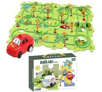 YODAOLI Puzzle Racer Kids Car Track Set, Puzzle Racer Car Track, Puzzle Track Car Play Set, Children's Educational Puzzle Track Car Play Set, PuzzleRacer Kids Car Track Set (Park,25Pcs)