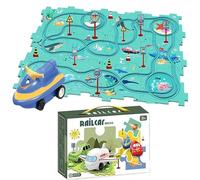 YODAOLI Puzzle Racer Kids Car Track Set, Puzzle Racer Car Track, Puzzle Track Car Play Set, Children's Educational Puzzle Track Car Play Set, PuzzleRacer Kids Car Track Set (Ocean,25Pcs)
