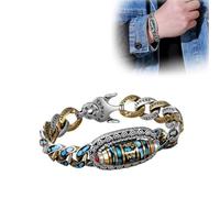 YODAOLI Turquoise Six-character Mantra Nine-eyed Dzi Bead Bracelet (B,18cm)