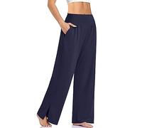 YODAOLI Women's Wide Leg Casual Loose Yoga Sweatpants, 2023 New Womens Casual Wide Leg Pants (Navy Blue,Large)
