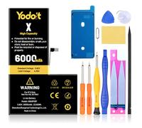Yodoit Batteria per iPhone X, 6000mAH Batteria di Ricambio Aggiornamento della capacità Alta Capacità 0 Ciclo Li-ion Batteria con Kit Sostituzione
