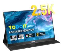 Yodoit Monitor portatile 16" 2,5K QHD 120Hz IPS 2560x1600 16:10 con USB tipo C e altoparlanti integrati con custodia Smart Cover. Compatibile con PC, laptop, MacBook e Xbox