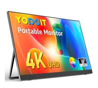 Yodoit Monitor Portatile da 16" con schermo 4K UHD e supporto integrato, schermo IPS con Type C, Mini HDMI, altoparlanti integrati, compatibile con PC, laptop, MacBook, PS3/4/5