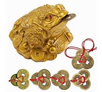 YODOOLTLY Monete portafortuna a forma di rana Feng Shui e 5 set di monete cinesi Feng Shui, monete della fortuna con cordino rosso, ciondolo cinese per prosperità, decorazione per la casa, regalo