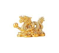YODOOLTLY Statua del drago Feng Shui, drago cinese su monete antiche, ornamento per attirare ricchezza e buona fortuna, decorazione per casa e ufficio (oro)