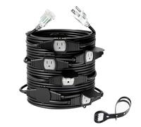 Yodotek 50FT 14 Gauge Outdoor Power Extension Cord,Seven Outlet Cable.Multiple Evenly-Spaced Plug Ideal for Landscaping Light,Stage Backlines,Holiday Decoration and Christmas,ETL Listed