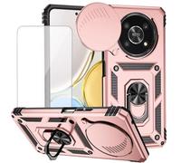 Yodueiv Custodia per Honor X9 4G/Honor Magic4 Lite con pellicola protettiva in vetro temperato e copertura per fotocamera scorrevole, anello magnetico supporto per auto supporto cavalletto custodia