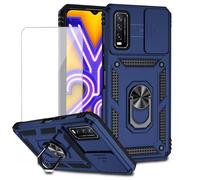 Yodueiv Custodia per Vivo Y20, custodia V2029 con pellicola protettiva in vetro temperato e copertura per fotocamera scorrevole, anello magnetico supporto per auto supporto cavalletto custodia