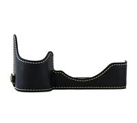 YODZ Custodia Mezza Borsa per Fotocamera Vintage in Pelle PU, per Fotocamera Sony ILCE-9/ A9 A7RM3/ A7RIII/ A7R/ Markiii/ A7R3/ A73/ A7M3/ A7III - Nero/Marrone/Ottone,Nero