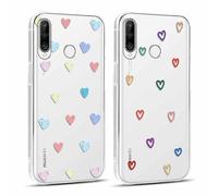 Yoedge 2 × Cover per Huawei P30 Lite/P30 Lite New Edition 6,15" - Custodia Cuori per Telefono in Trasparente con Aesthetic Disegni Cuore d'amore,Custodie per Cellulare in Silicone TPU case per Ragazza