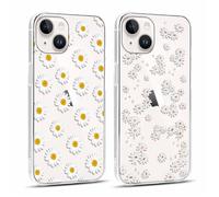 Yoedge 2 × Cover per iPhone 14 Plus 6,7" - Custodia Fiori Fiore per Telefono in Trasparente con Margherita Aesthetic Motivi Design, Custodie per Cellulare in Silicone TPU per iPhone 14 Plus Case
