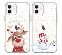 Yoedge 2 × Natale Cover per iPhone 12 / iPhone 12 Pro 6,1", Trasparente Custodia Morbida Silicone con Addobbi Disegni ModelloAesthetic Regalo Donna Christmas Case per iPhone 12 Pro, Albero di Natale