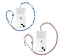 Yoedge 2 Pezzi Corda per Smartphone Universale, Regolabile Cordino da Collo Nylon Catena Collana Tracolla Laccio per Cellulare per iPhone/Samsung/Xiaomi e Maggior Smartphone - Blu Bianco/Rosa Nero