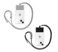 Yoedge 2 Pezzi Corda per Smartphone Universale, Regolabile Cordino da Collo Nylon Catena Collana Tracolla Laccio per Cellulare per iPhone/Samsung/Xiaomi e Maggior Smartphone - Grigio/Nero