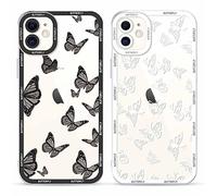 Yoedge 2 pezzi Cover per Apple iPhone 11 6,1" - Custodia Farfalla per Telefono Trasparente Aesthetic Disegni Bianco Farfallina, Custodie per Cellulare Silicone per iPhone 11 case Ragazza Donne