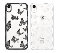 Yoedge 2 pezzi Cover per Apple iPhone XR 6,1" - Custodia Farfalla per Telefono Trasparente Aesthetic Disegni Bianco Farfallina, Custodie per Cellulare Silicone per iPhone XR case Ragazza Donne