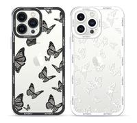 Yoedge 2 pezzi Cover per iPhone 13 Pro Max 6,7"-Custodia Farfalla per Telefono Trasparente Aesthetic Disegni Bianco Farfallina, Custodie per Cellulare Silicone per iPhone 13 Pro Max case Ragazza Donne