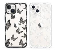 Yoedge 2 pezzi Cover per iPhone 15 6,1" - Custodia Farfalla per Telefono Trasparente Aesthetic Disegni Bianco Farfallina, Custodie per Cellulare Silicone per iPhone 15 case Ragazza Donne