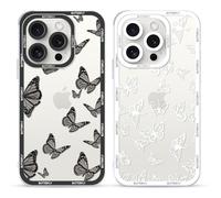Yoedge 2 pezzi Cover per iPhone 16 Pro Max 6,9"- Custodia Farfalla per Telefono Trasparente Aesthetic Disegni Bianco Farfallina,Custodie per Cellulare Silicone per iPhone 16 Pro Max case Ragazza Donne