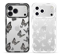 Yoedge 2 pezzi Cover per iPhone 17 Pro max 6,9"- Custodia Farfalla per Telefono Trasparente Aesthetic Disegni Bianco Farfallina,custodia per Cellulare Silicone per iPhone 17 Pro max case Ragazza Donne