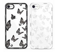 Yoedge 2 pezzi Cover per iPhone 8/7 / SE 2022 / SE 2020 4,7" -Custodia Farfalla per Telefono Trasparente Aesthetic Disegni Bianco Farfallina, Custodie per Cellulare per iPhone SE 3 case Ragazza Donne