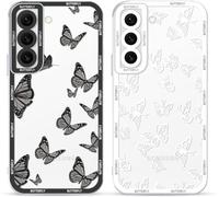 Yoedge 2 pezzi Cover per Samsung Galaxy S23 5G 6,1" - Custodia Farfalla per Telefono Trasparente Aesthetic Disegni Bianco Farfallina, Custodie per Cellulare Silicone per Samsung S23 case Ragazza Donne