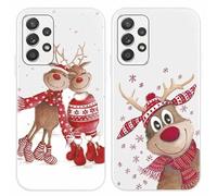 Yoedge 2 Pezzi Custodia per Samsung Galaxy A52 (5G/4G)/A52s 5G 6,5", Natale Cover Morbida Silicone con Alce Babbo Natale Disegno, Antiurto Protettiva Ultra Sottile Case per Samsung A52, Alce
