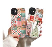 Yoedge 2 pezzi Natale Cover per iPhone 11, Custodia Cute Christmas Natalizie Collage Motive Design, Silicone Antiurto Cartoons Natalizia Protezione Phone Case per iPhone 11 6,1", Regali