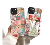Yoedge 2 pezzi Natale Cover per iPhone 13, Custodia Cute Christmas Natalizie Collage Motive Design, Silicone Antiurto Cartoons Natalizia Protezione Phone Case per iPhone 13 6,1", Regali