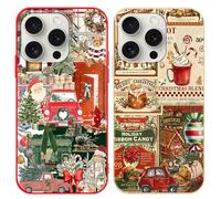 Yoedge 2 Pezzi Natale Cover per iPhone 15 Pro 6,1", Morbide Silicone TPU Natalizia Custodia con Cartoon Collage Natalizie Disegni, Antiurto Christmas Protettiva Case per Donne, Albero di Natale
