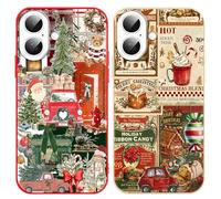 Yoedge 2 Pezzi Natale Cover per iPhone 16 6,1", Morbide Silicone TPU Natalizia Custodia con Cartoon Collage Natalizie Disegni, Antiurto Christmas Protettiva Case per Donne, Albero di Natale