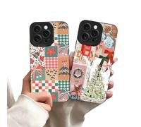Yoedge 2 pezzi Natale Cover per iPhone 16 Pro Max, Custodia Cute Christmas Natalizie Collage Motive Design, Silicone Cartoons Natalizia Protezione Phone Case per iPhone 16 Pro Max 6,9", Regali