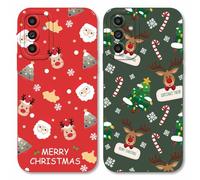 Yoedge 2 pezzi Natale Cover per Samsung Galaxy A13 5G 6,5", Custodia Cute Christmas Motive Design, Morbido Silicone Antiurto Cartoons Protezione Phone Case, Babbo Natale02 + Alce02
