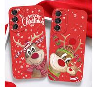 Yoedge 2 pezzi Natale Cover per Samsung Galaxy A16 4G/5G 6,7", Custodia Cute Christmas Natalizie Motive Design, Morbido Silicone Antiurto Cartoons Protezione Phone Case per Samsung A16, Alce + Alce