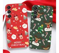 Yoedge 2 pezzi Natale Cover per Samsung Galaxy A16 4G/5G 6,7", Custodia Cute Christmas Natalizie Motive Design, Silicone Cartoons Protezione Phone Case per Samsung A16, Babbo Natale02 + Alce02